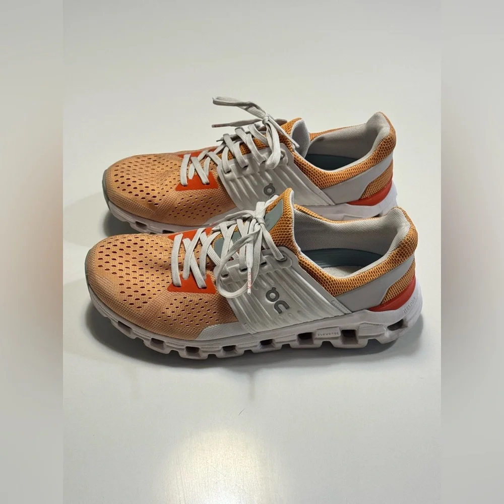 On Cloudswift Shoes Womens Size 8.5 Orange White Helion CloudTec Road Running - Picture 2 of 10